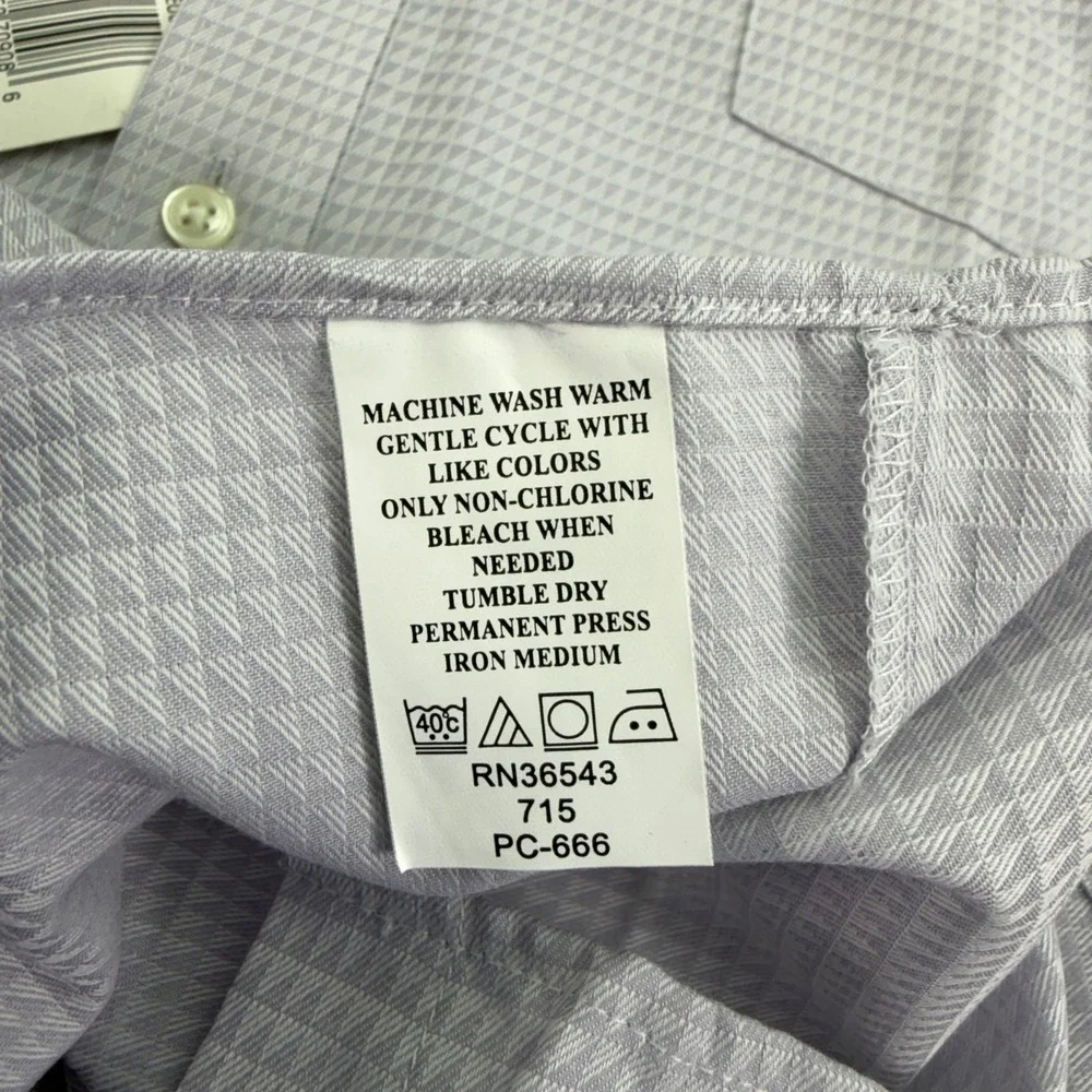 Van Heusen Dress Shirt Mens 16 32 33 Large‎ Light Purple Broadcloth Wrinkle Free - Picture 5 of 14